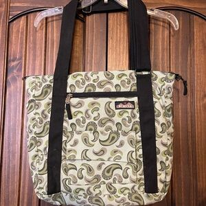 KAVU Paisley Canvas Tote Bag - Olive and Black Book Bag Teacher School